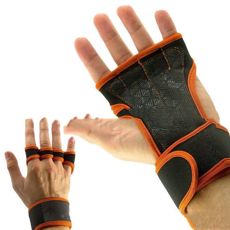 Guantes de levantamiento de pesas de medio dedo con soporte para muñeca - FitNova