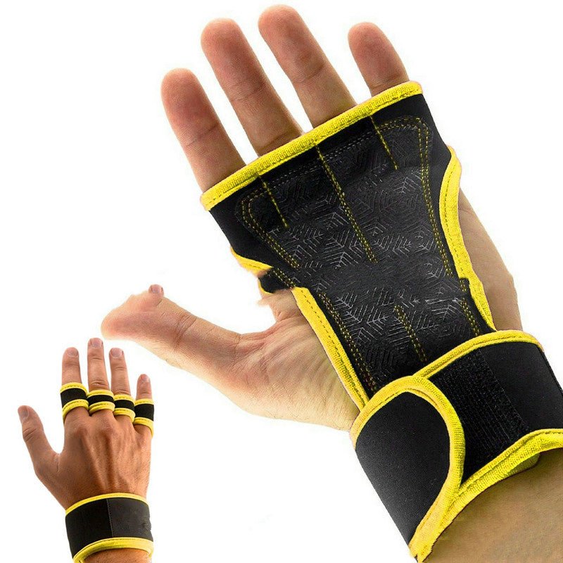 Guantes de levantamiento de pesas de medio dedo con soporte para muñeca - FitNova