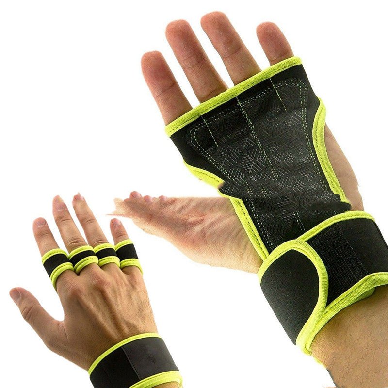 Guantes de levantamiento de pesas de medio dedo con soporte para muñeca - FitNova