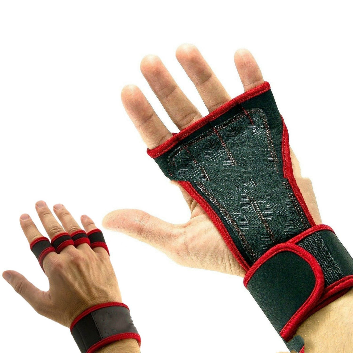 Guantes de levantamiento de pesas de medio dedo con soporte para muñeca - FitNova