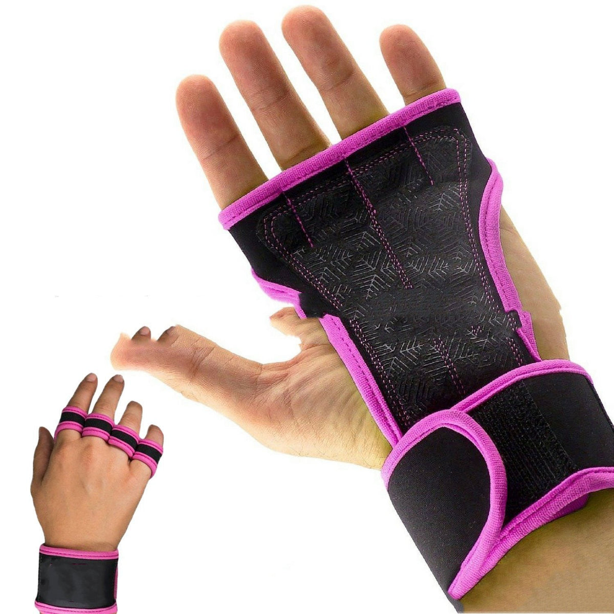 Guantes de levantamiento de pesas de medio dedo con soporte para muñeca - FitNova